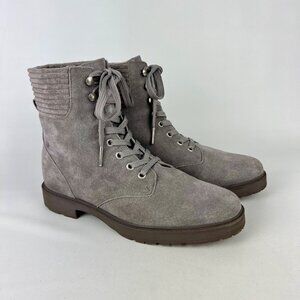 Splendid Womens Sadie Lace Up Combat Ankle Boot Stone Gray Suede size 8.5